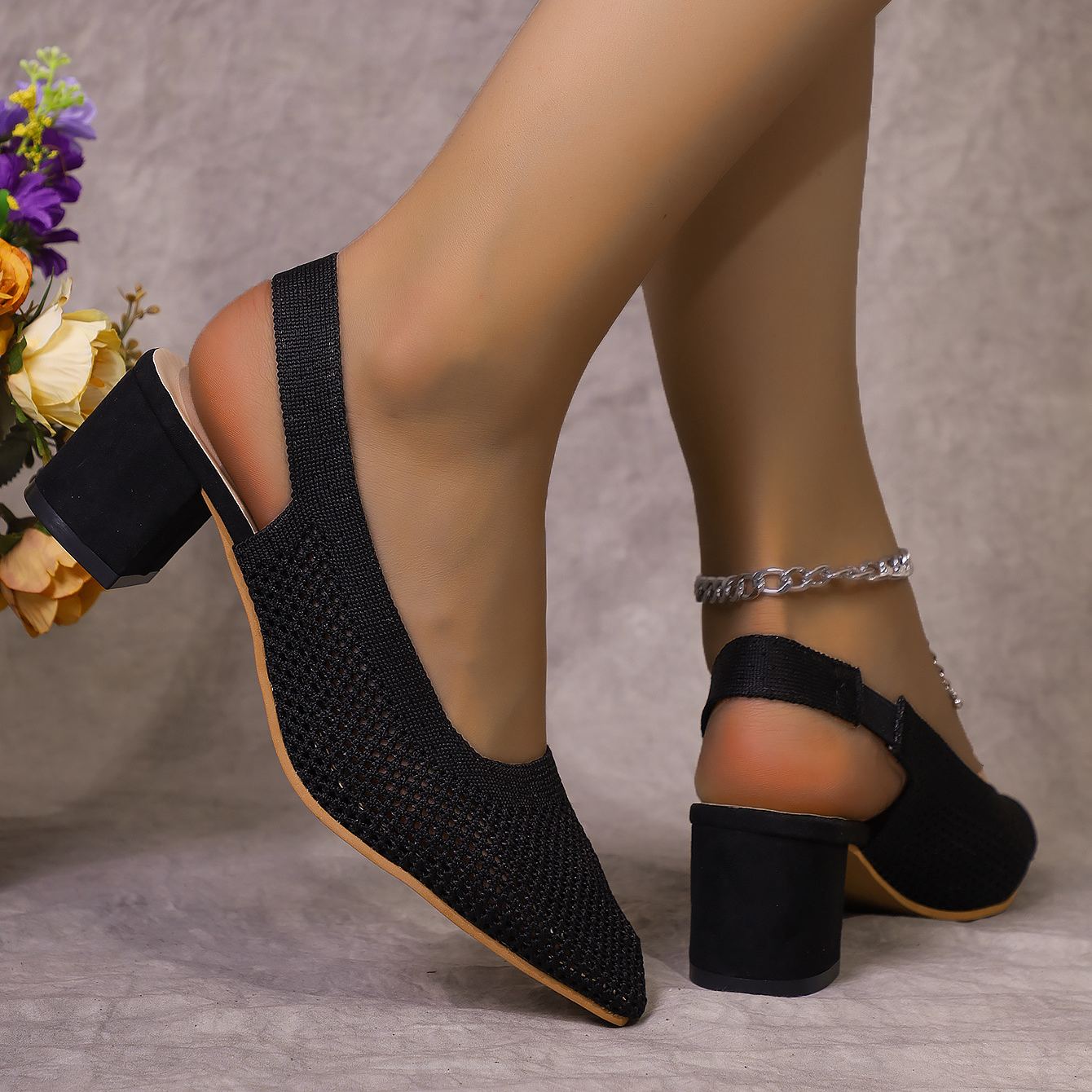 Breathable High-Heel Slipper Sandals for Women