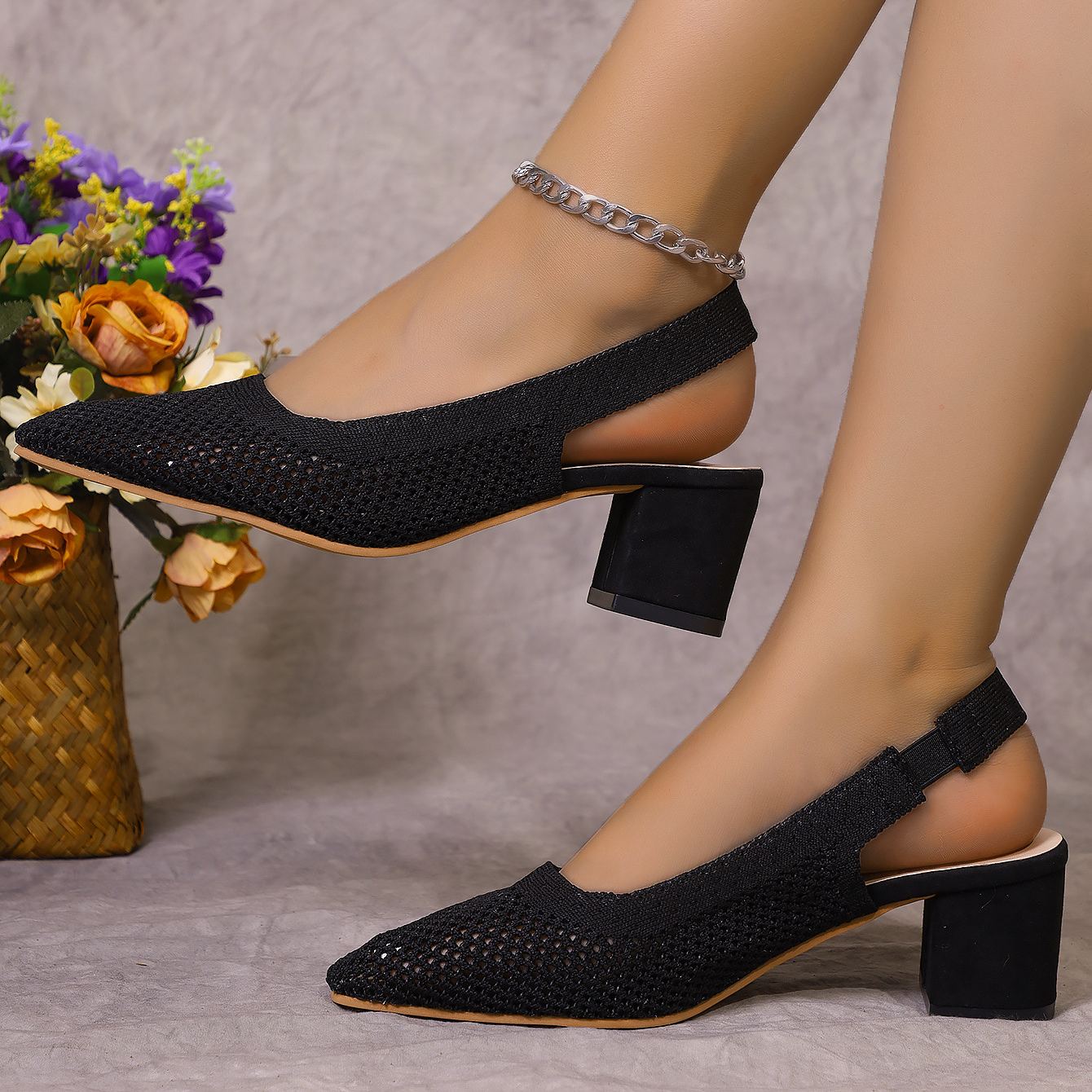 Breathable High-Heel Slipper Sandals for Women