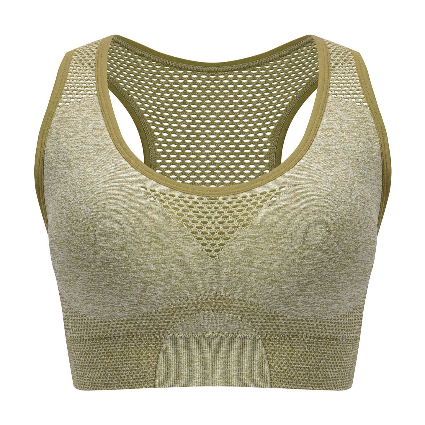 Plus Size Breathable Wire-Free Seamless Hollow Mesh Thin Sport Bra