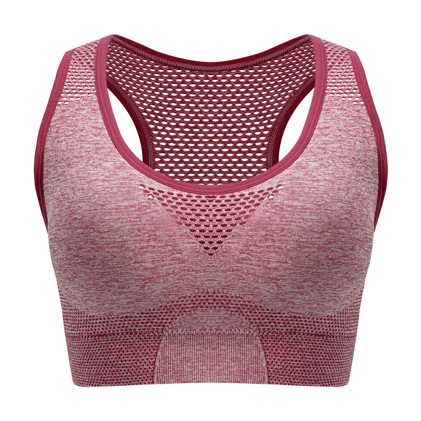 Plus Size Breathable Wire-Free Seamless Hollow Mesh Thin Sport Bra