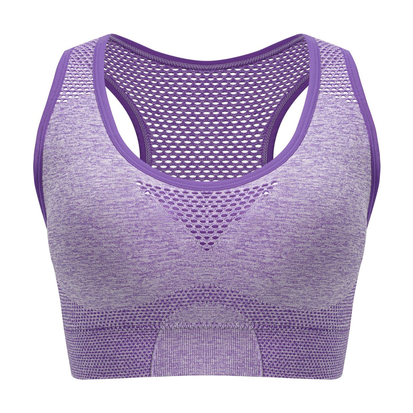 Plus Size Breathable Wire-Free Seamless Hollow Mesh Thin Sport Bra