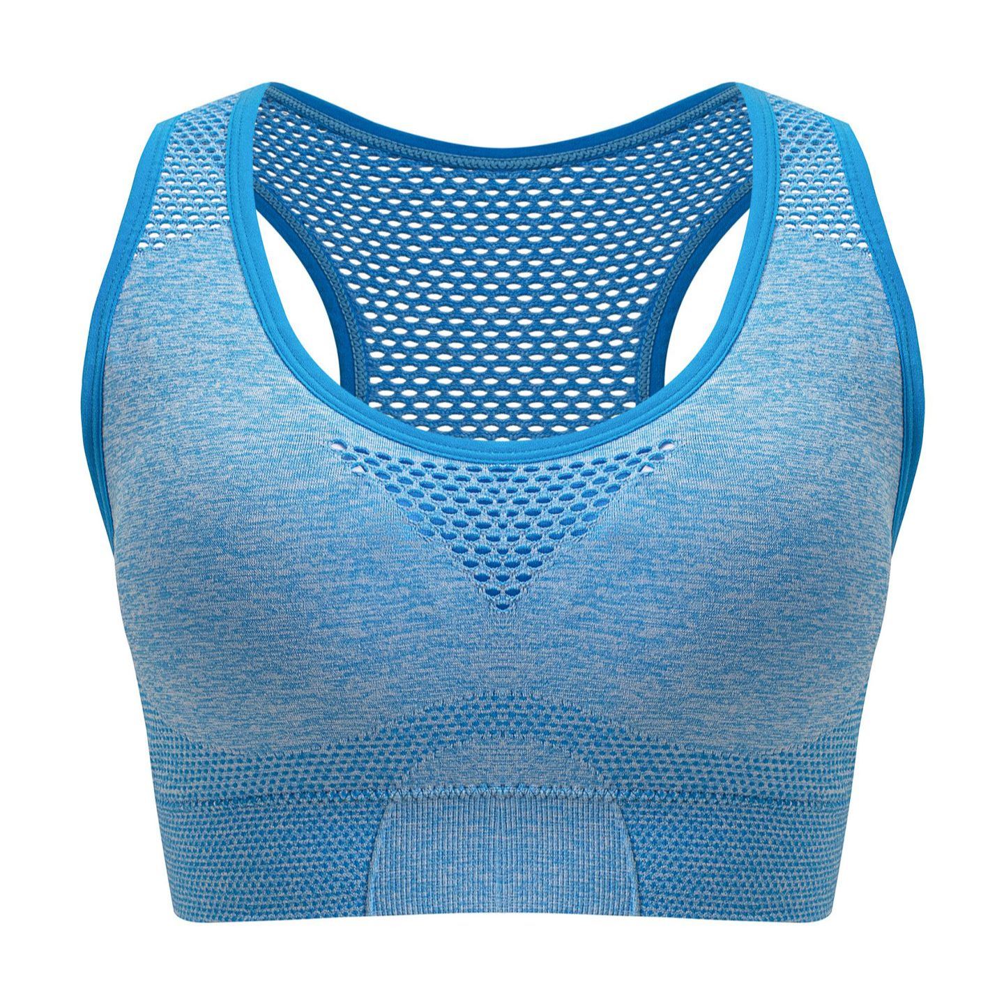 Plus Size Breathable Wire-Free Seamless Hollow Mesh Thin Sport Bra