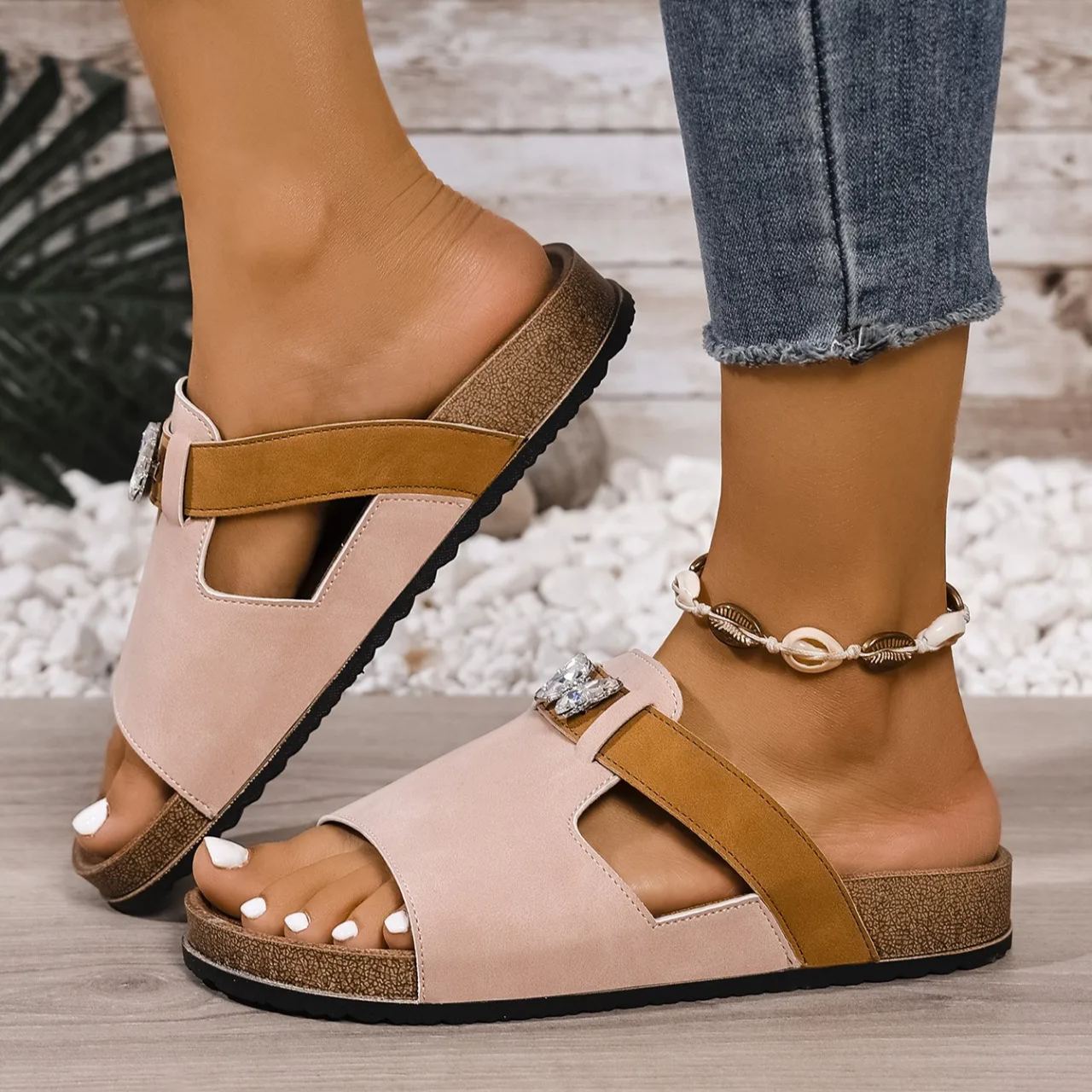 Women's Butterfly Rhinestone Boken Slippers