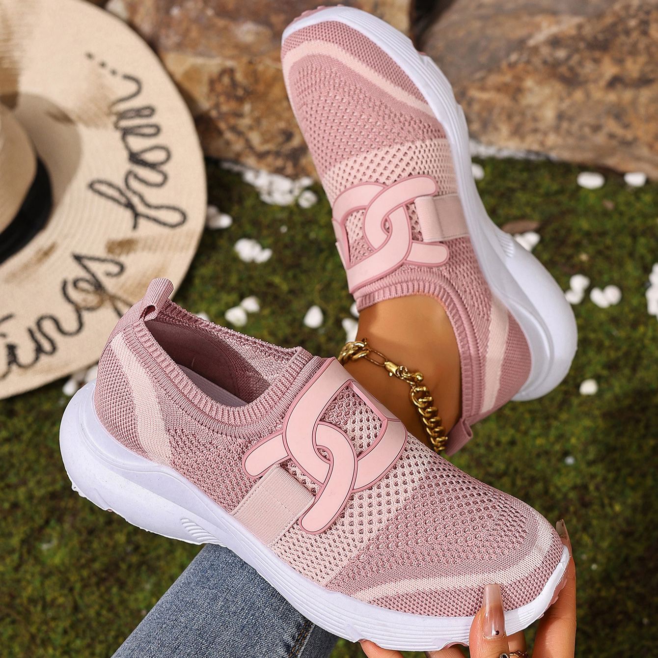 Women's Stylish Flyknit Lightweight Soft Sole Breathable Casual Shoes