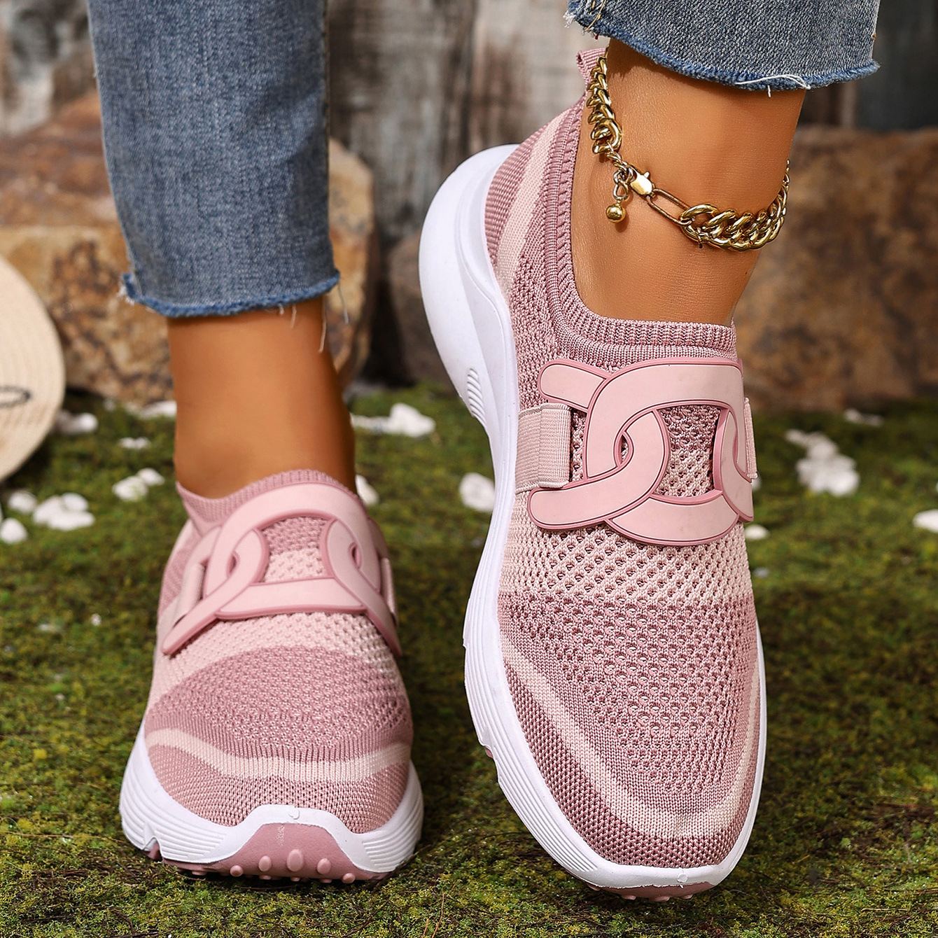 Women's Stylish Flyknit Lightweight Soft Sole Breathable Casual Shoes