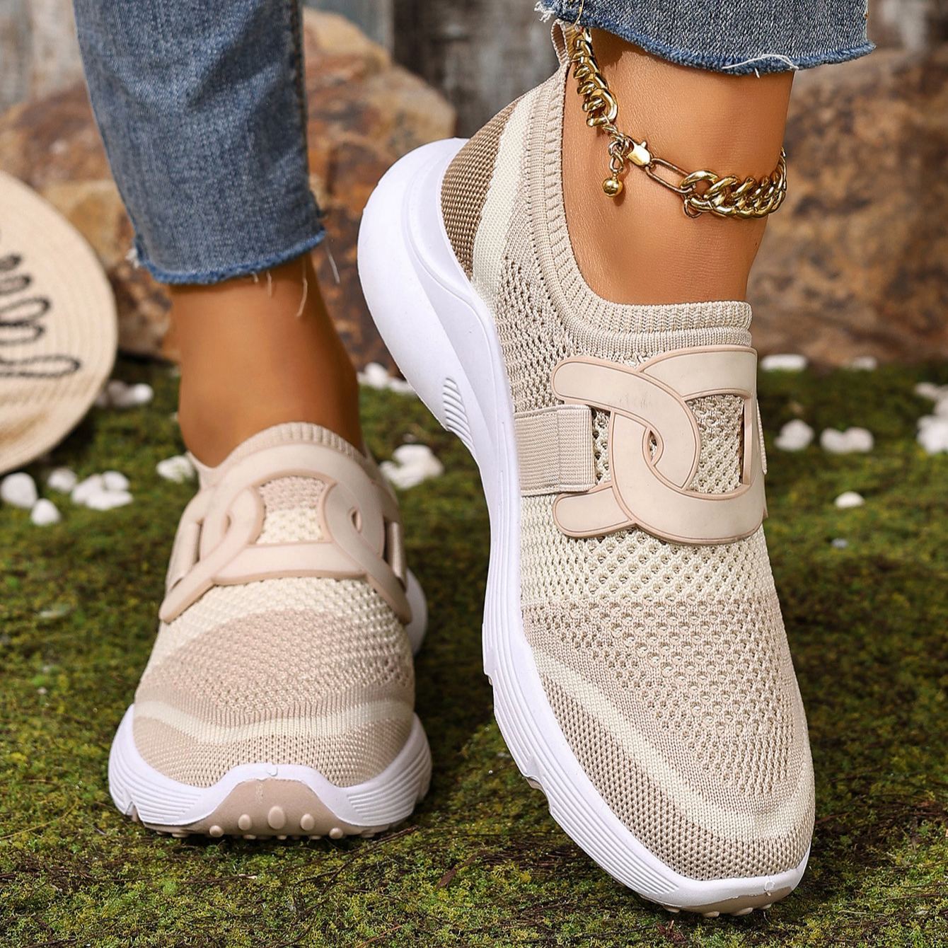 Women's Stylish Flyknit Lightweight Soft Sole Breathable Casual Shoes