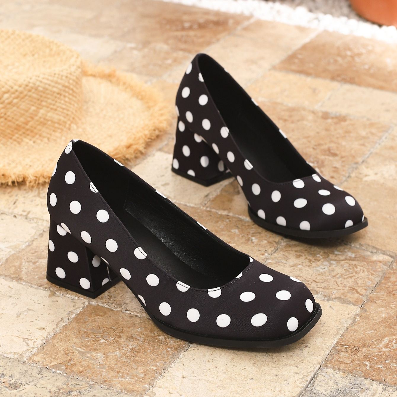 Women's Polka Dot Elegant Mary Jane High Heels