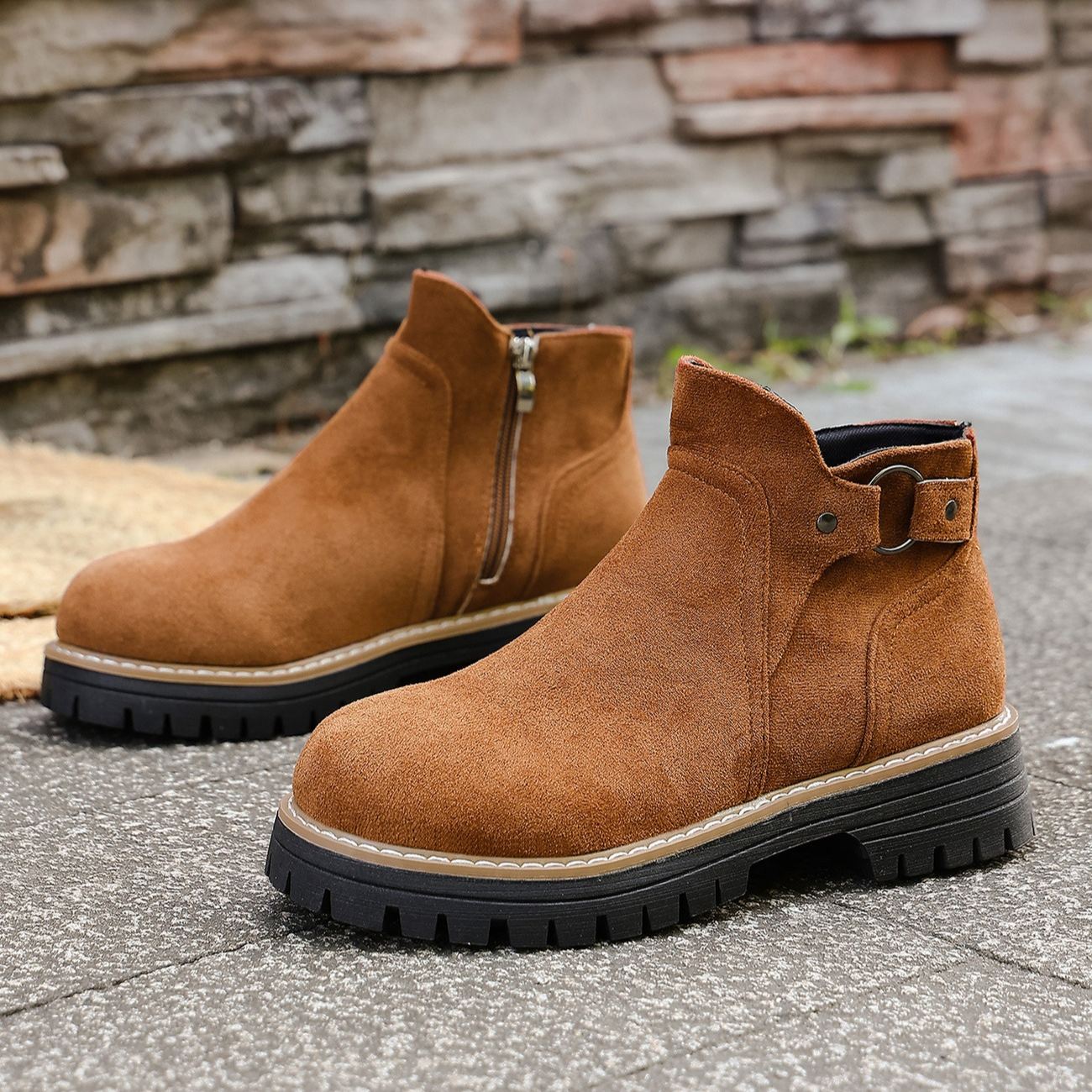 Women's Retro Chelsea Ankle Boots with Elastic Side Panels