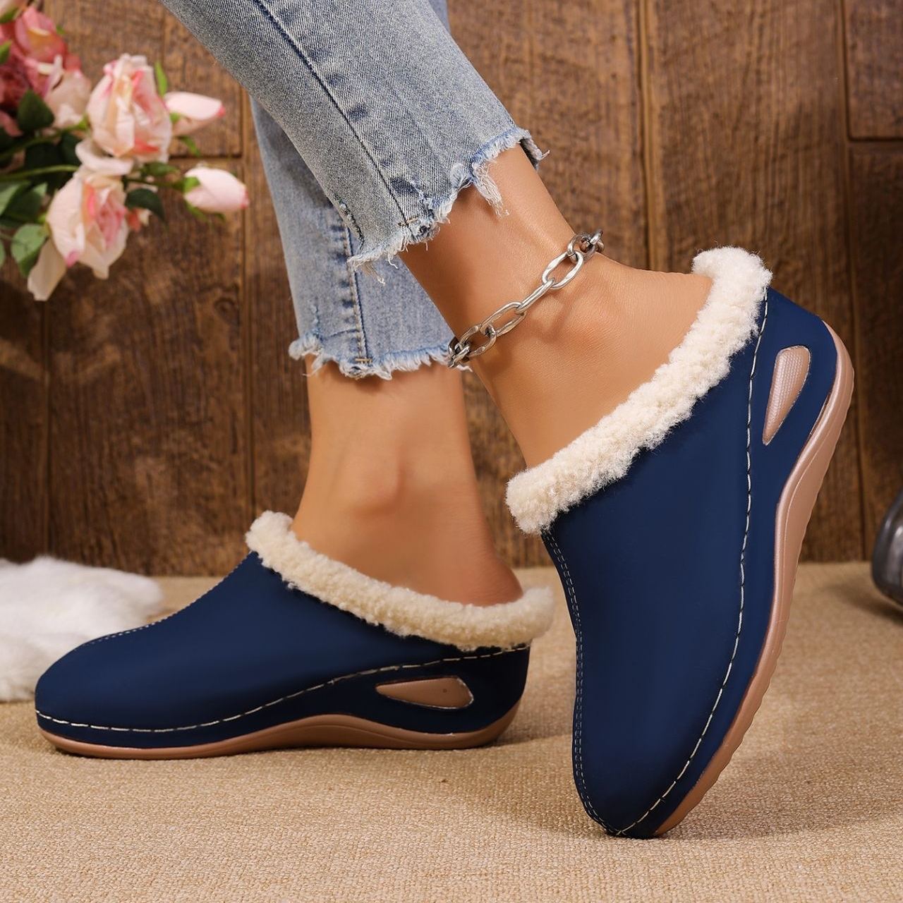 Women's Winter Plush-Lined Mules