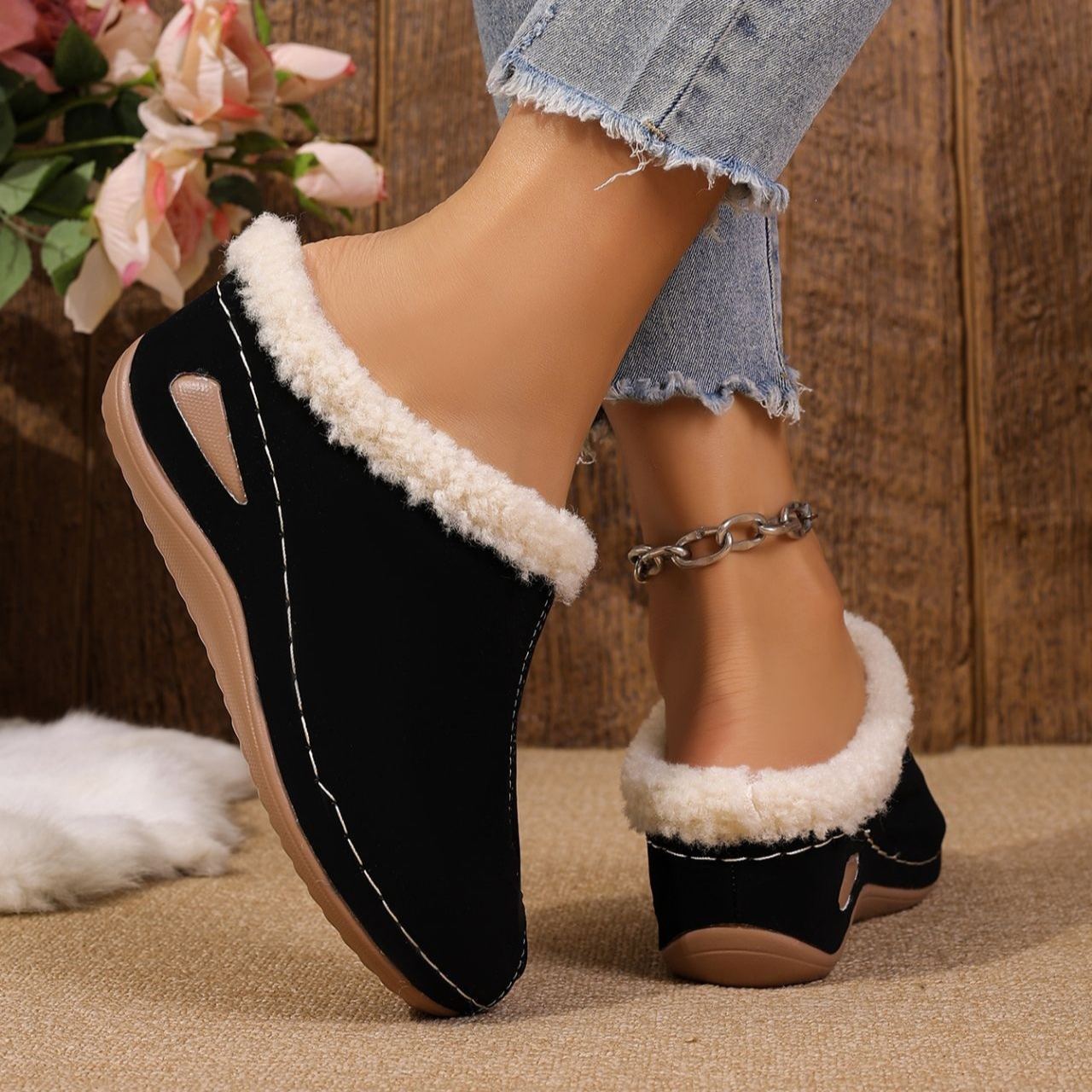 Women's Winter Plush-Lined Mules