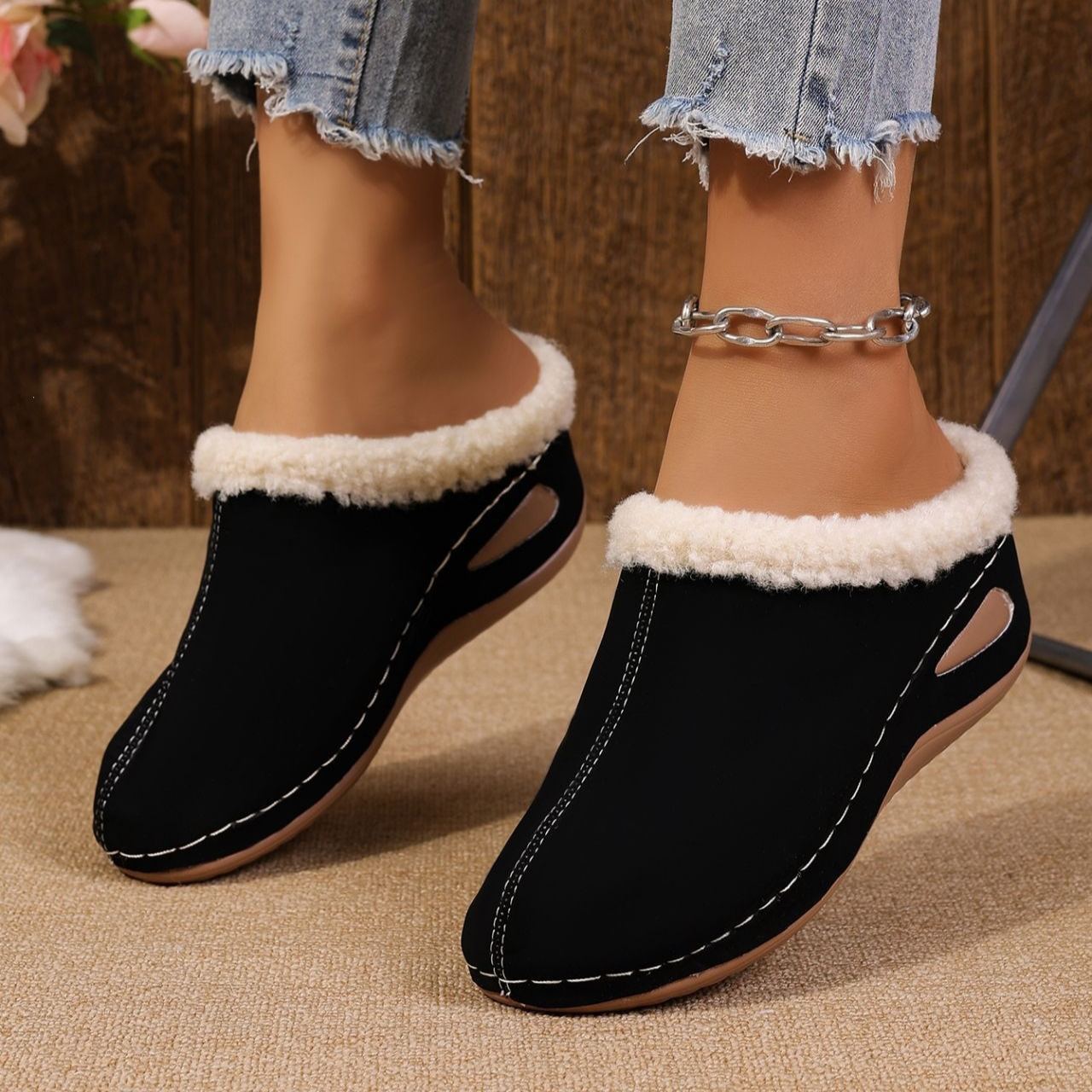 Women's Winter Plush-Lined Mules