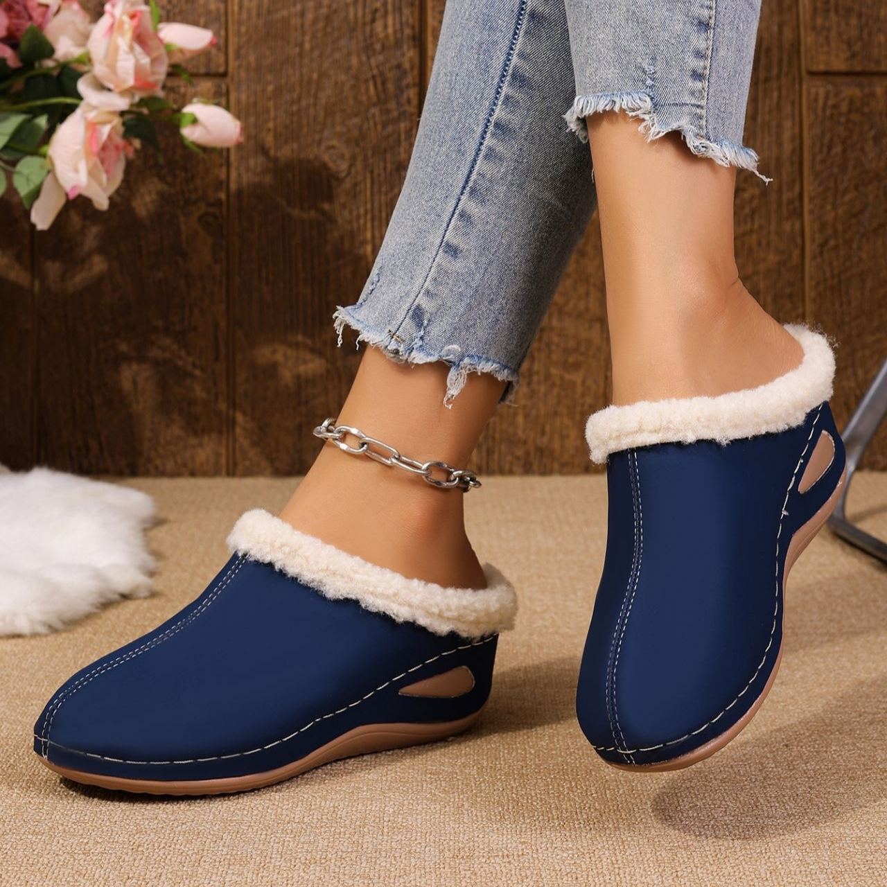 Women's Winter Plush-Lined Mules