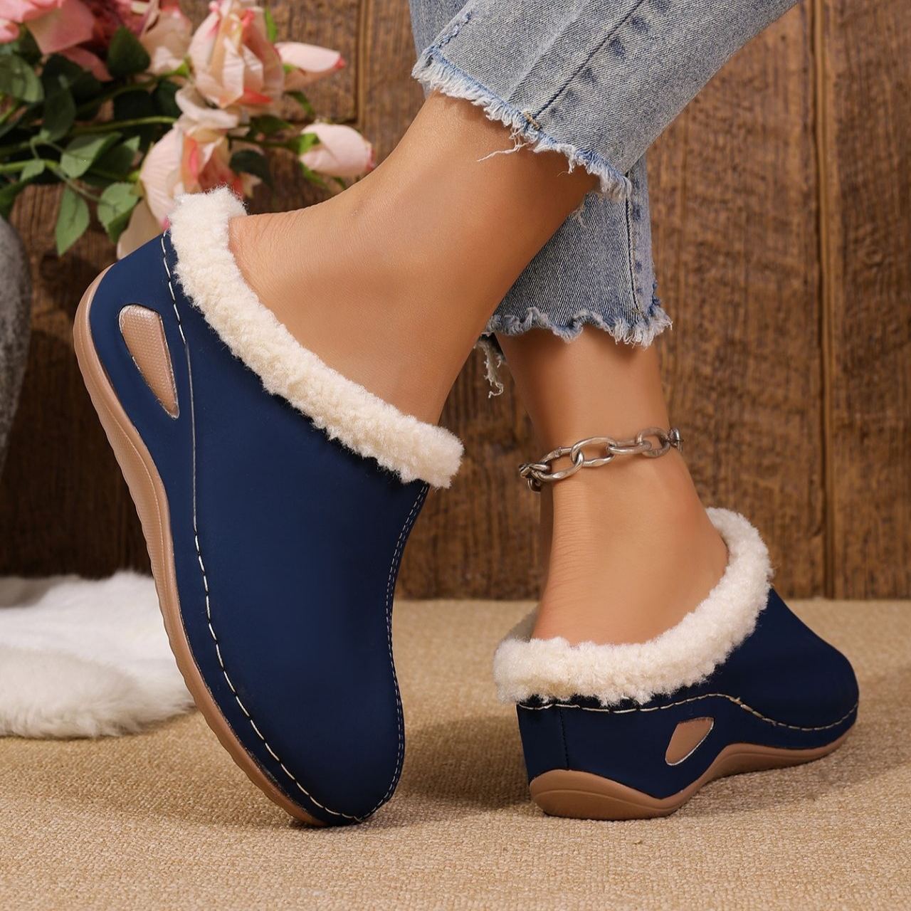 Women's Winter Plush-Lined Mules