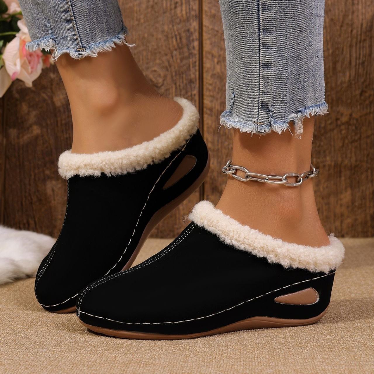 Women's Winter Plush-Lined Mules