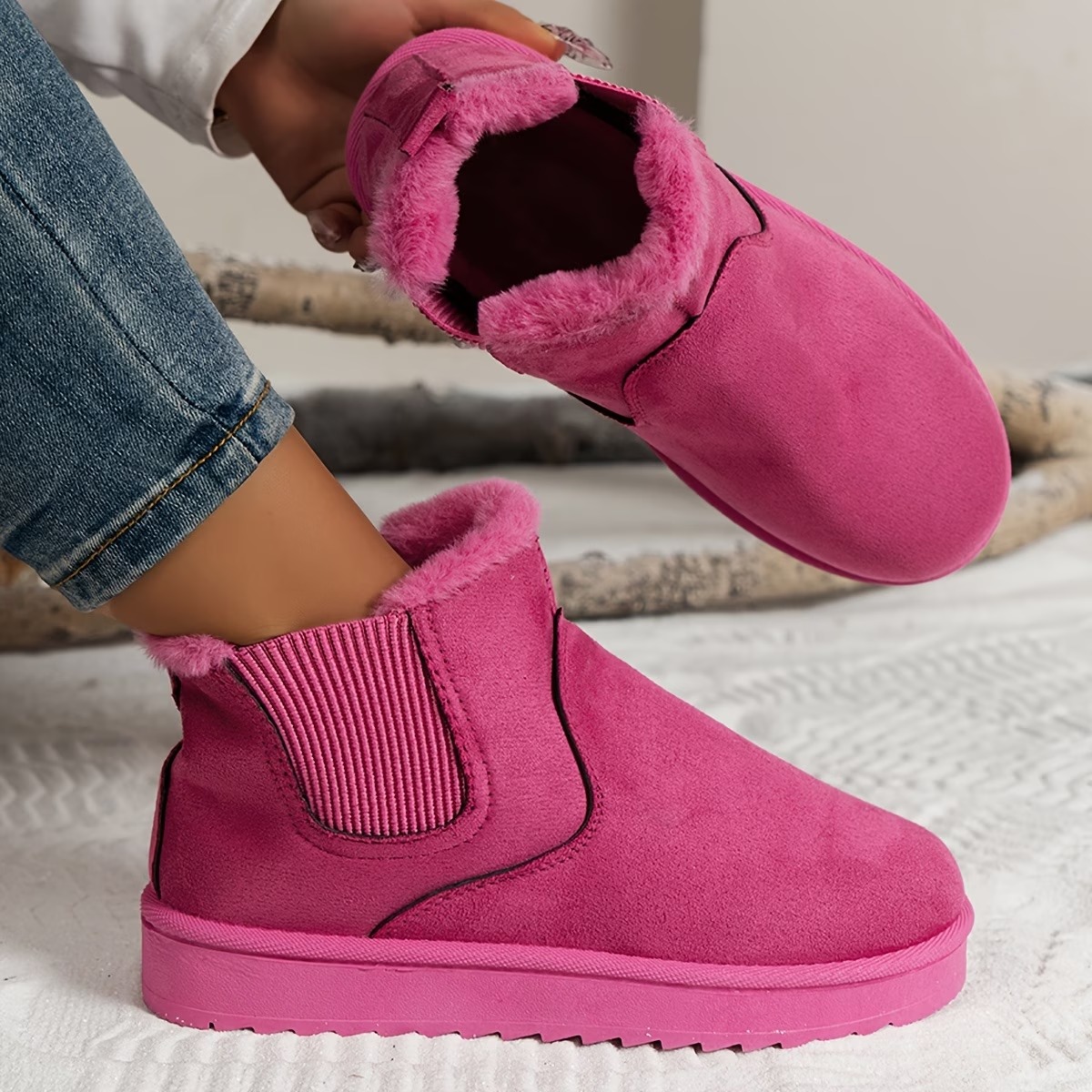 Women's Soft Fuzzy Collar Comfortable Elegant Ankle Boots 