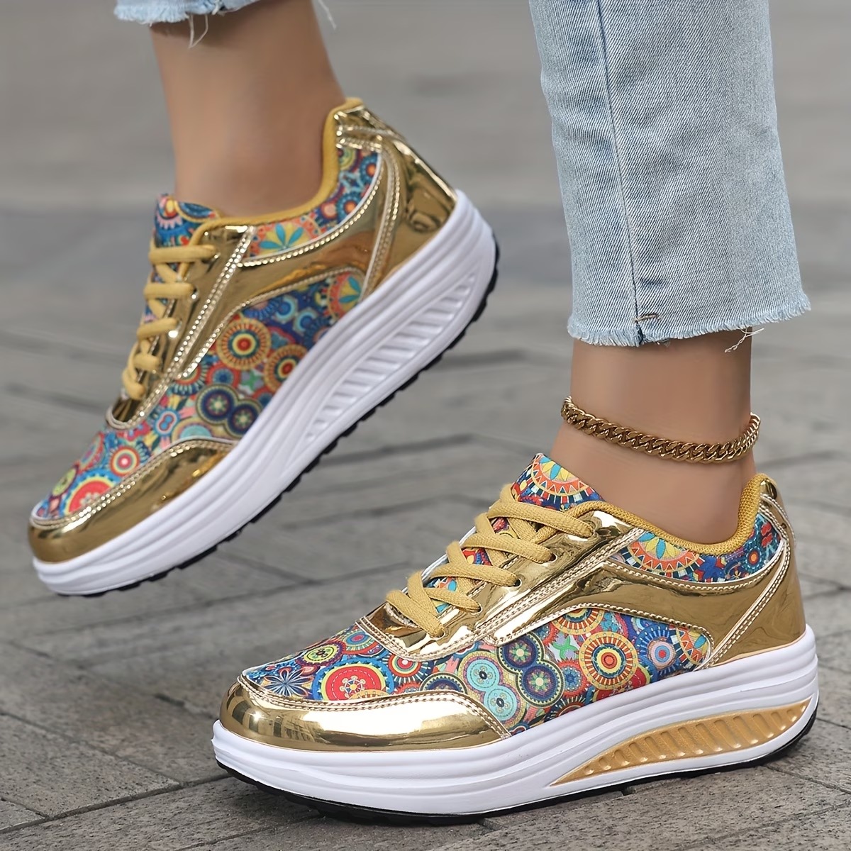 Women's Glossy Bohemian Style Outdoor Sports Shoes