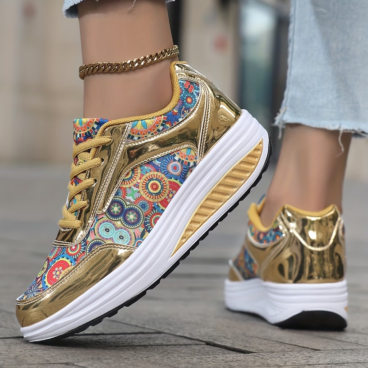 Women's Glossy Bohemian Style Outdoor Sports Shoes
