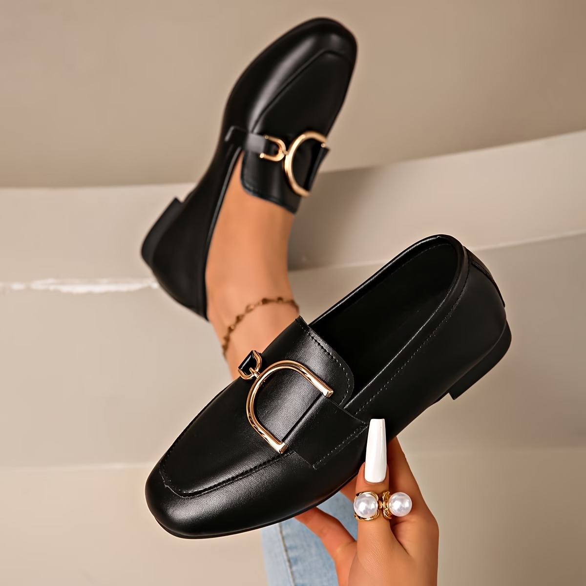 Women's Metal D-Ring Comfortable Casual Loafers