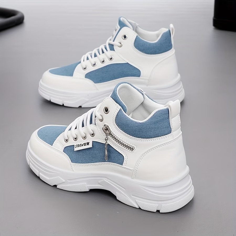 Women's Thick Sole Height-Increasing High-Top Hard- Hiking Boots