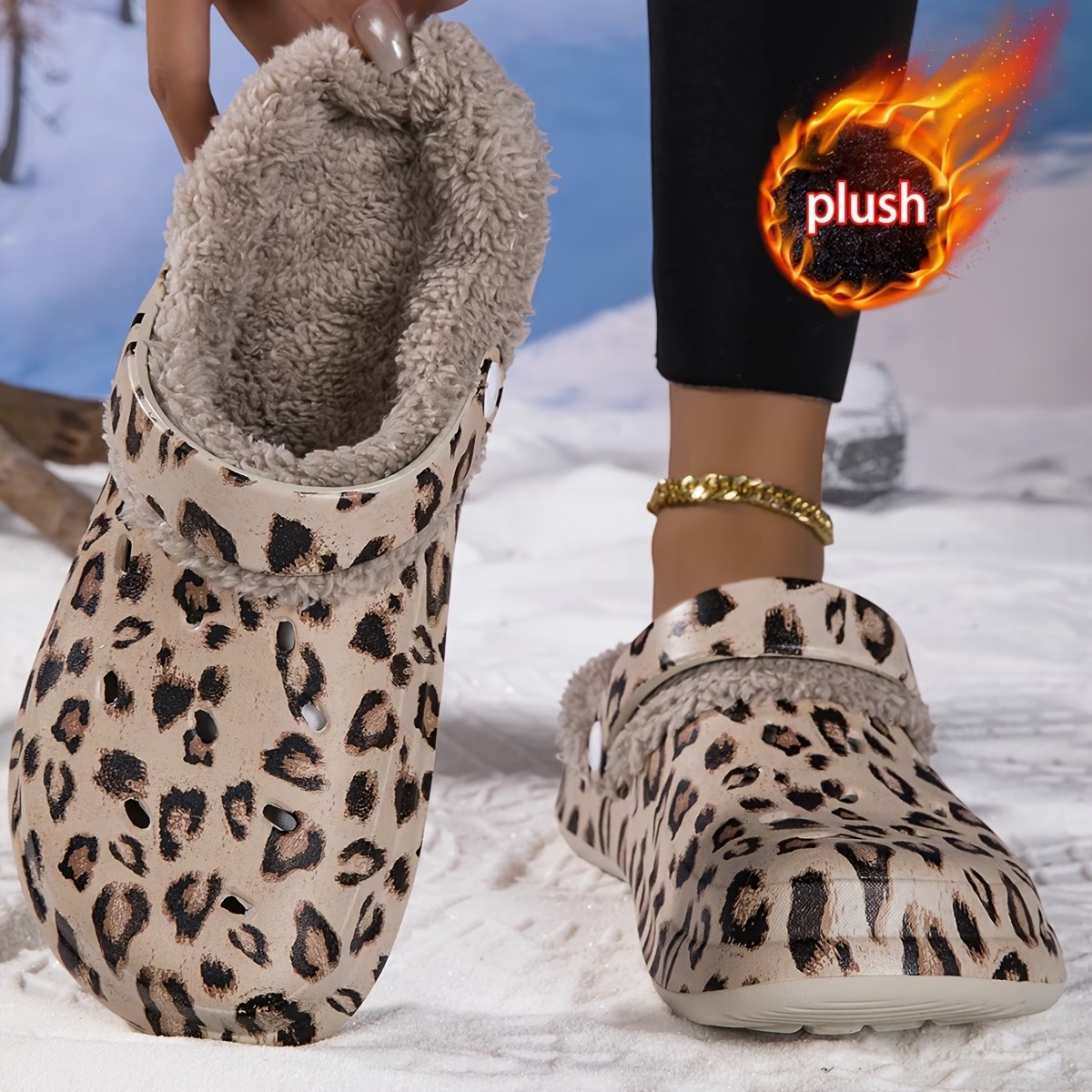 Women's Leopard Thickened Plush-Lined Mules