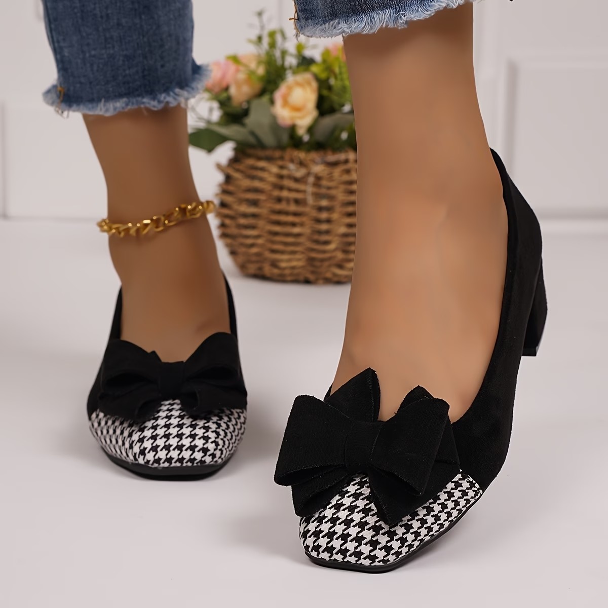 Women's French-Style Chunky Heel Work Shoes