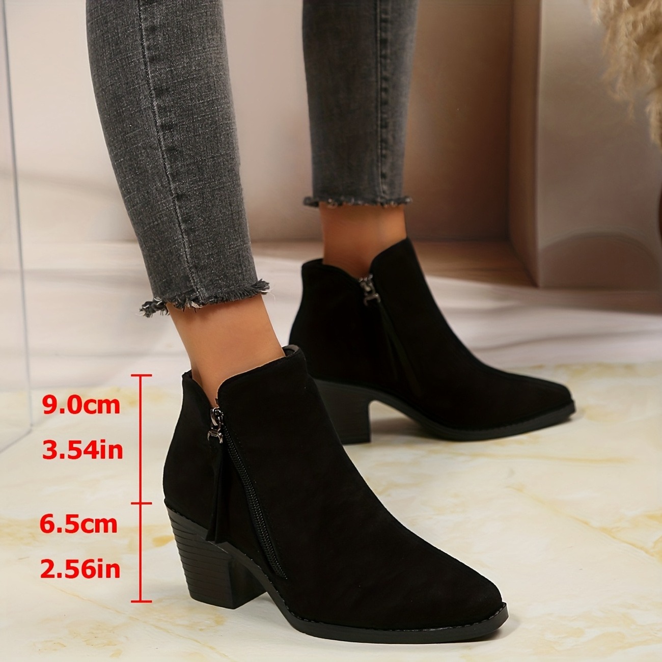 Women's Autumn Square-Toe Double Zipper Ankle Boots