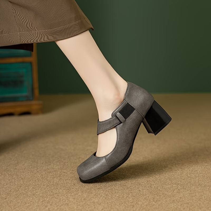 Women's Comfortable French Retro Chunky Heels Mary Jane Shoes