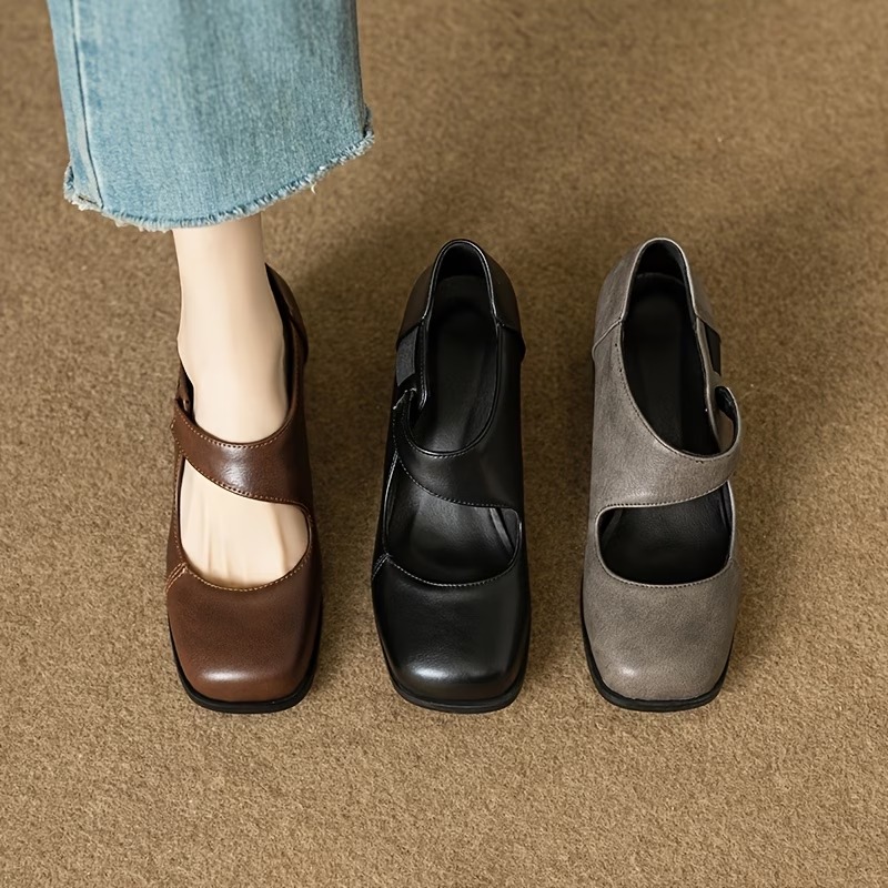 Women's Comfortable French Retro Chunky Heels Mary Jane Shoes