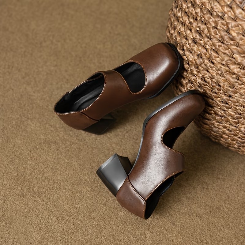 Women's Comfortable French Retro Chunky Heels Mary Jane Shoes