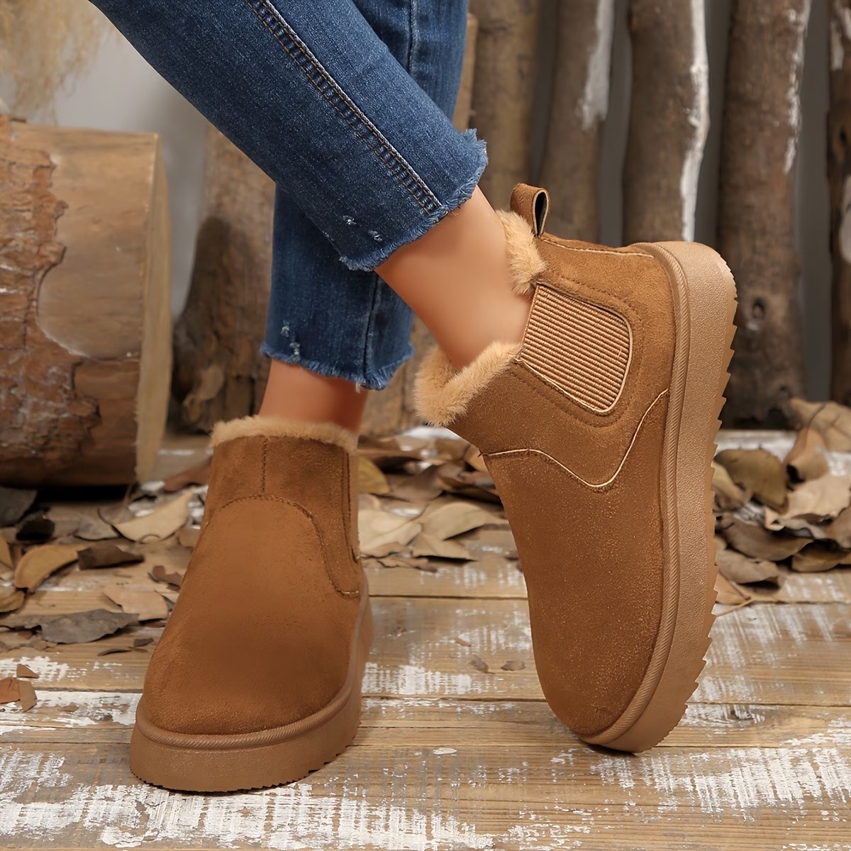 Women's Soft Fuzzy Collar Comfortable Elegant Ankle Boots 