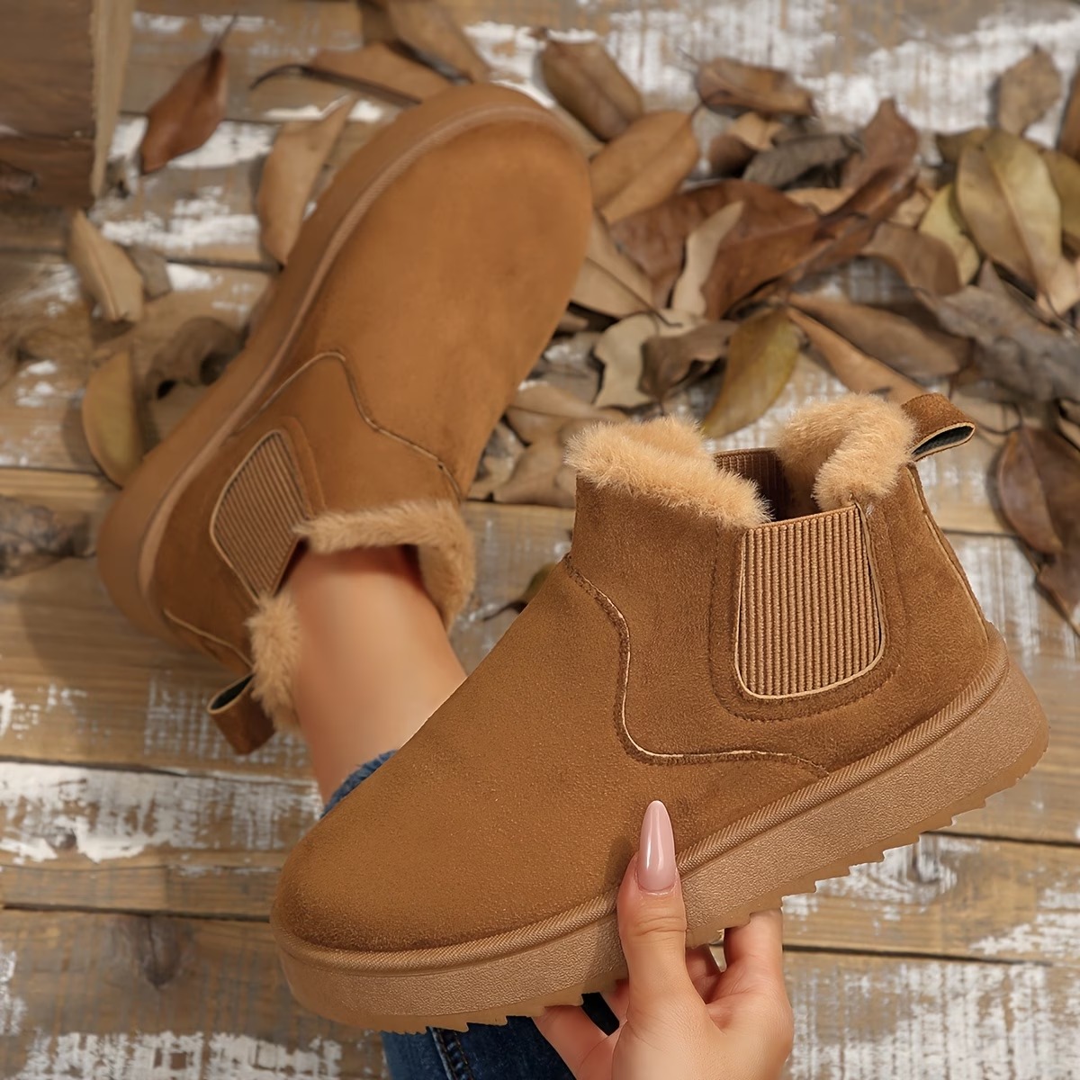 Women's Soft Fuzzy Collar Comfortable Elegant Ankle Boots 