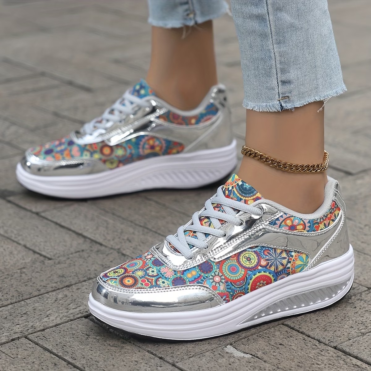 Women's Glossy Bohemian Style Outdoor Sports Shoes