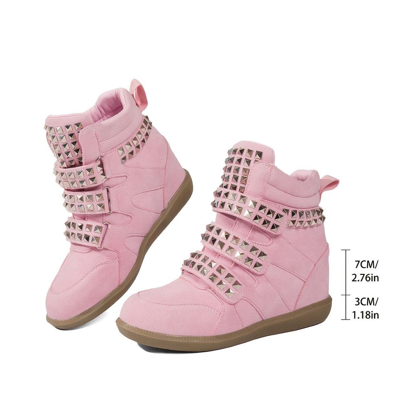 Women's Inner Height-Increasing Rivet-Decorated Short Boots
