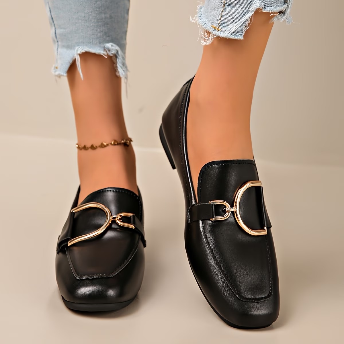 Women's Metal D-Ring Comfortable Casual Loafers