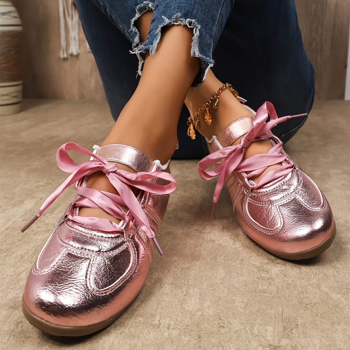 Women's Elegant Shiny Mirror Casual Shoes