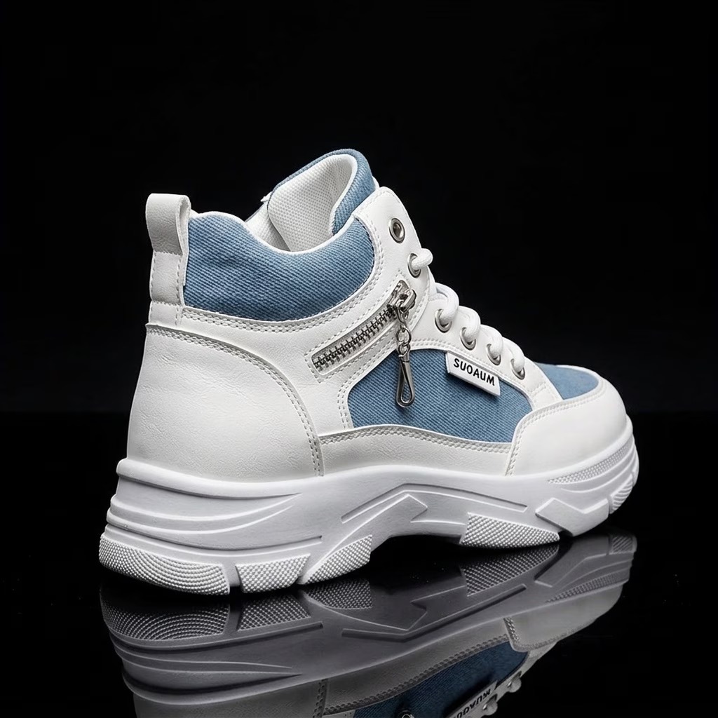 Women's Thick Sole Height-Increasing High-Top Hard- Hiking Boots