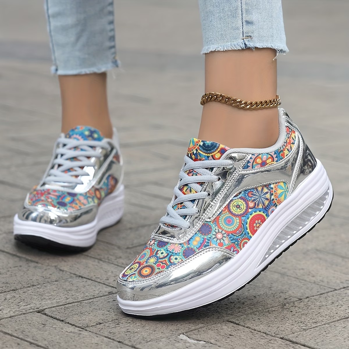 Women's Glossy Bohemian Style Outdoor Sports Shoes