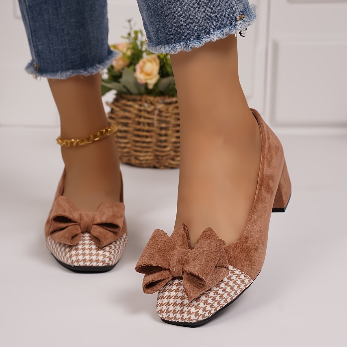 Women's French-Style Chunky Heel Work Shoes