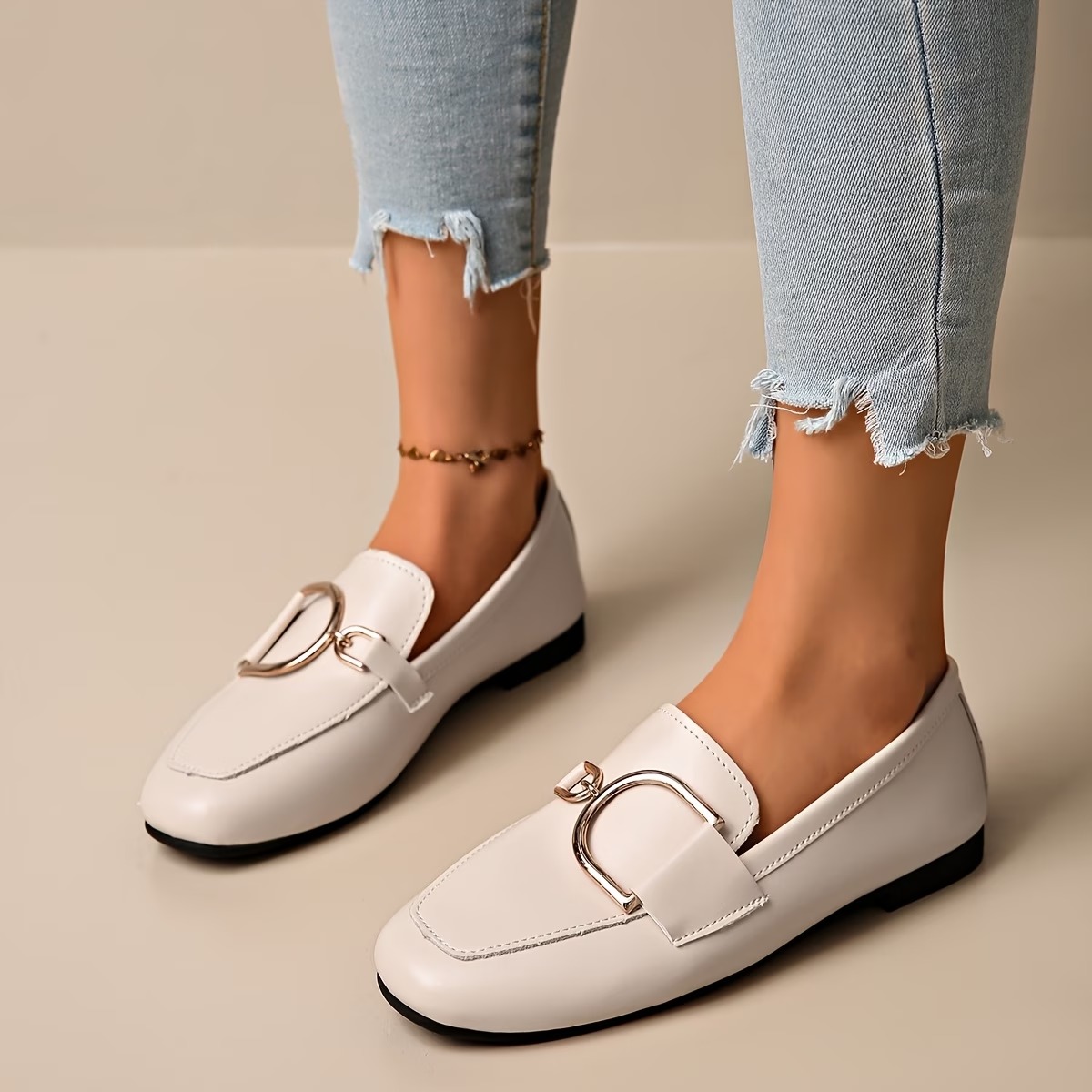 Women's Metal D-Ring Comfortable Casual Loafers