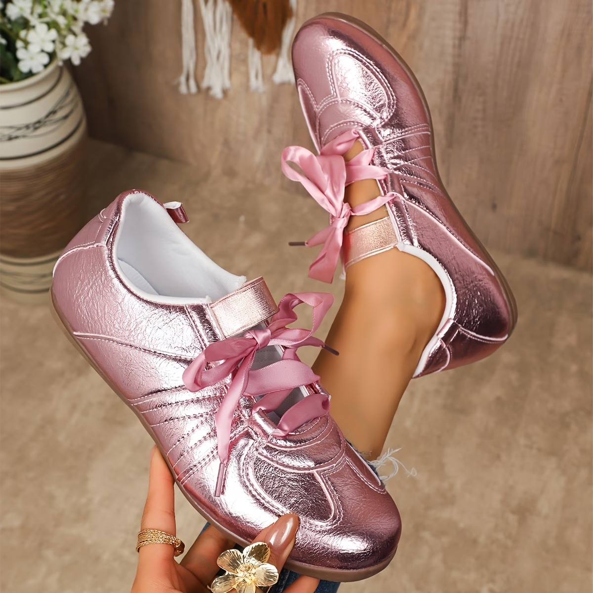 Women's Elegant Shiny Mirror Casual Shoes