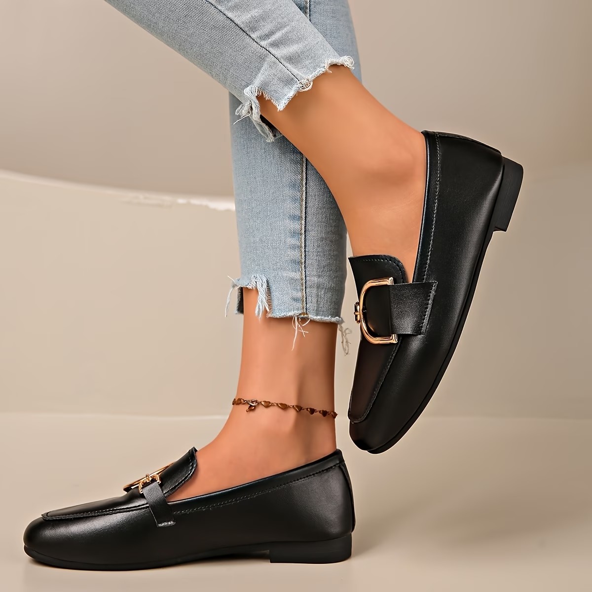 Women's Metal D-Ring Comfortable Casual Loafers