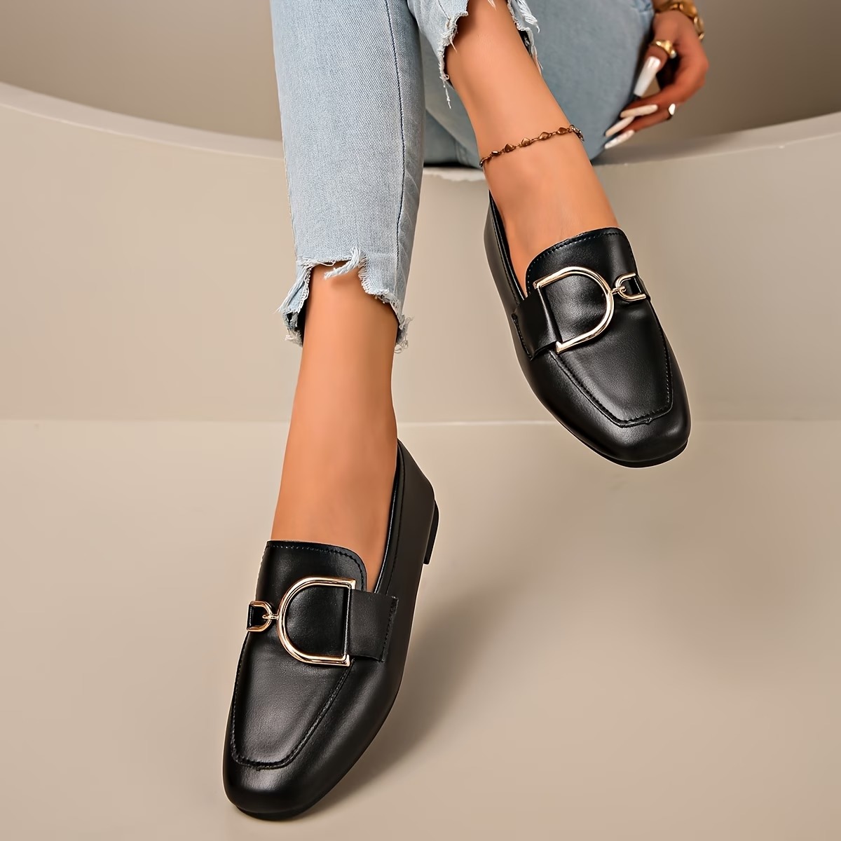 Women's Metal D-Ring Comfortable Casual Loafers