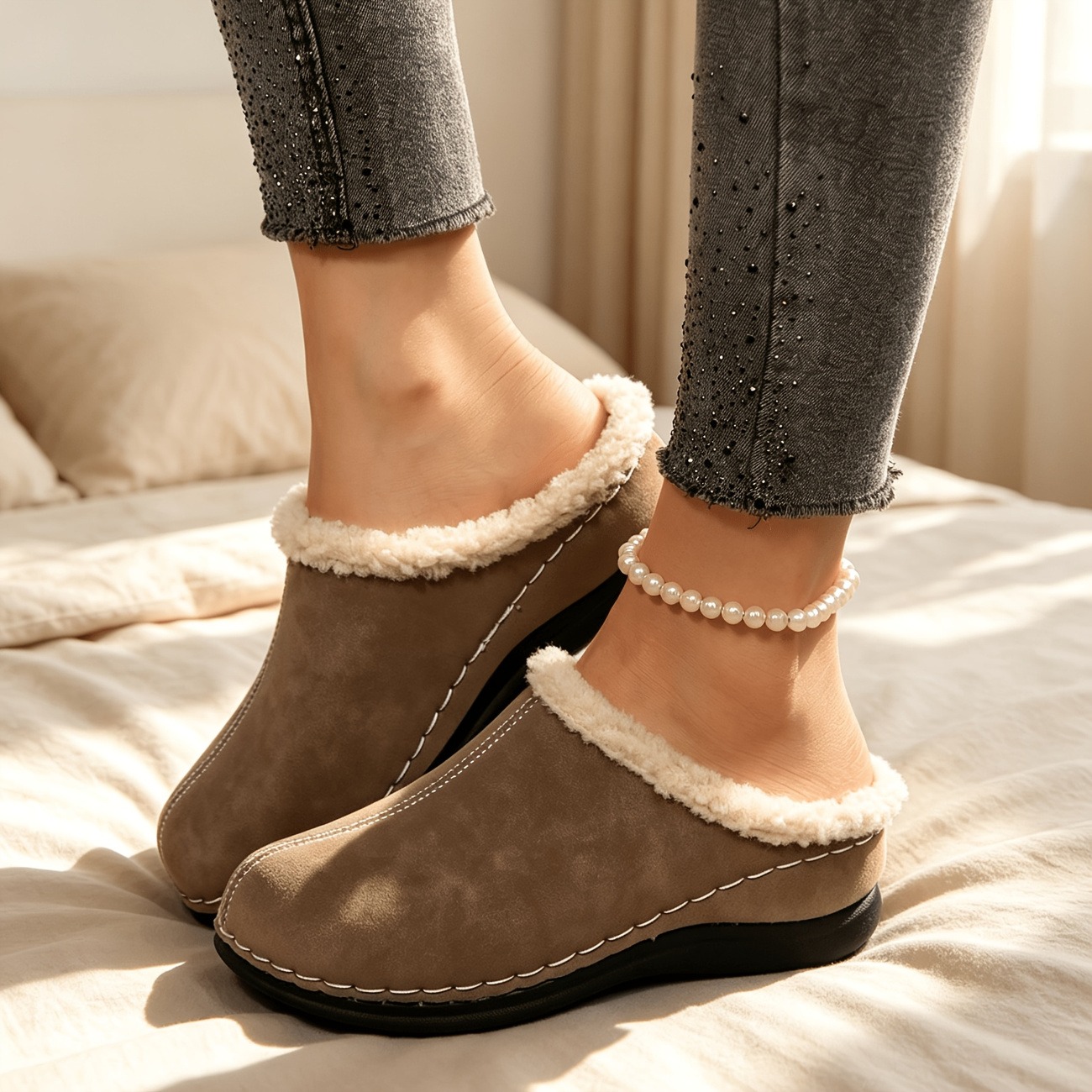Women's Winter Plush-Lined Mules