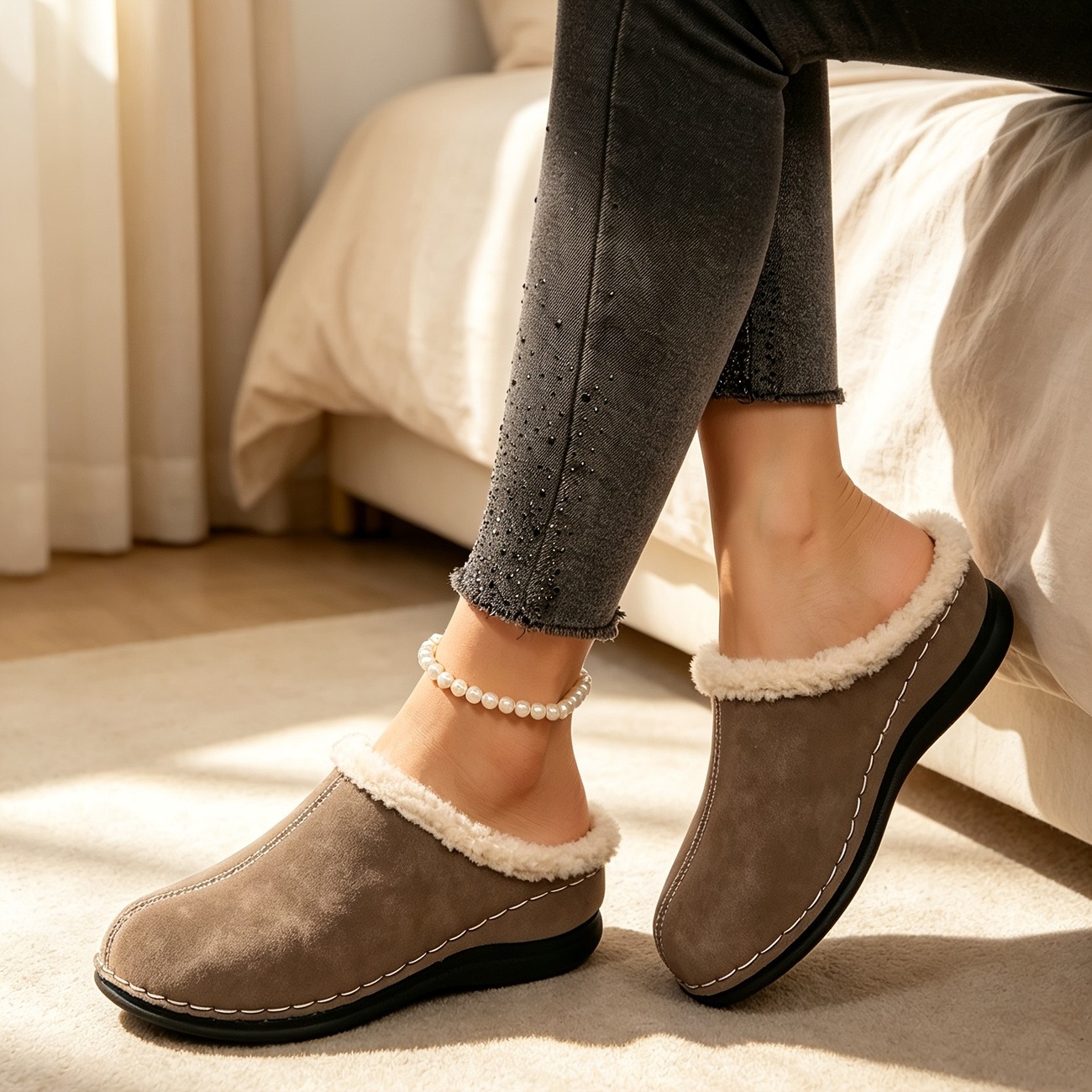 Women's Winter Plush-Lined Mules