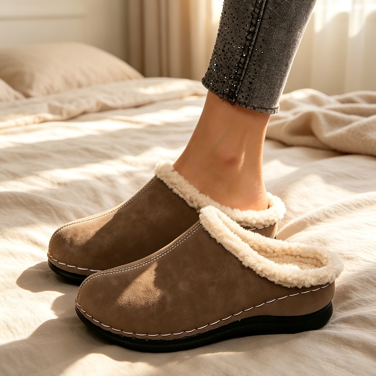 Women's Winter Plush-Lined Mules