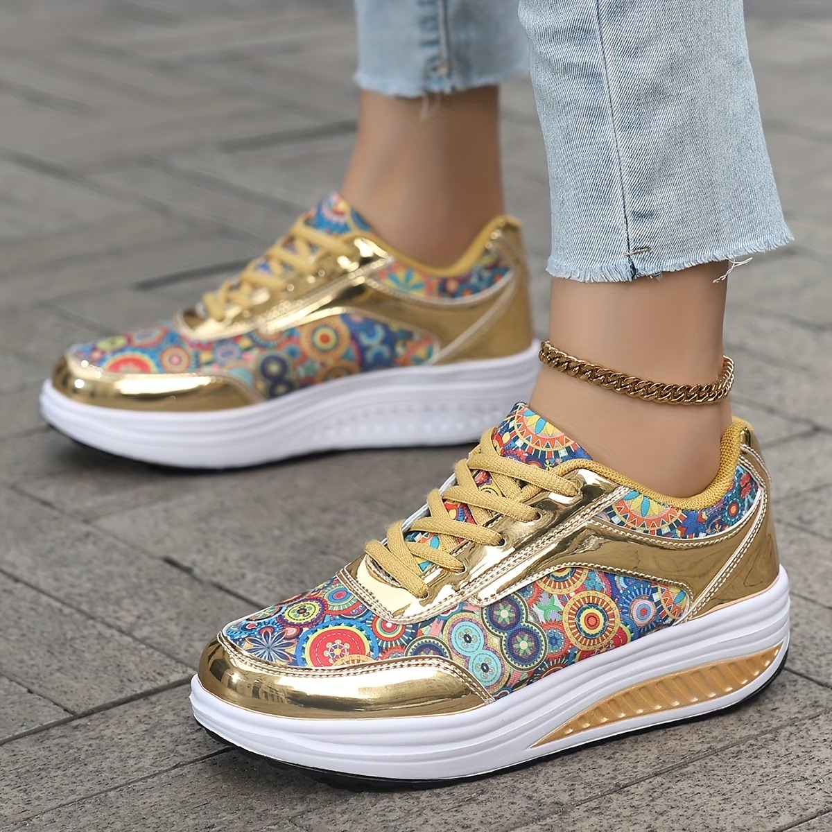 Women's Glossy Bohemian Style Outdoor Sports Shoes