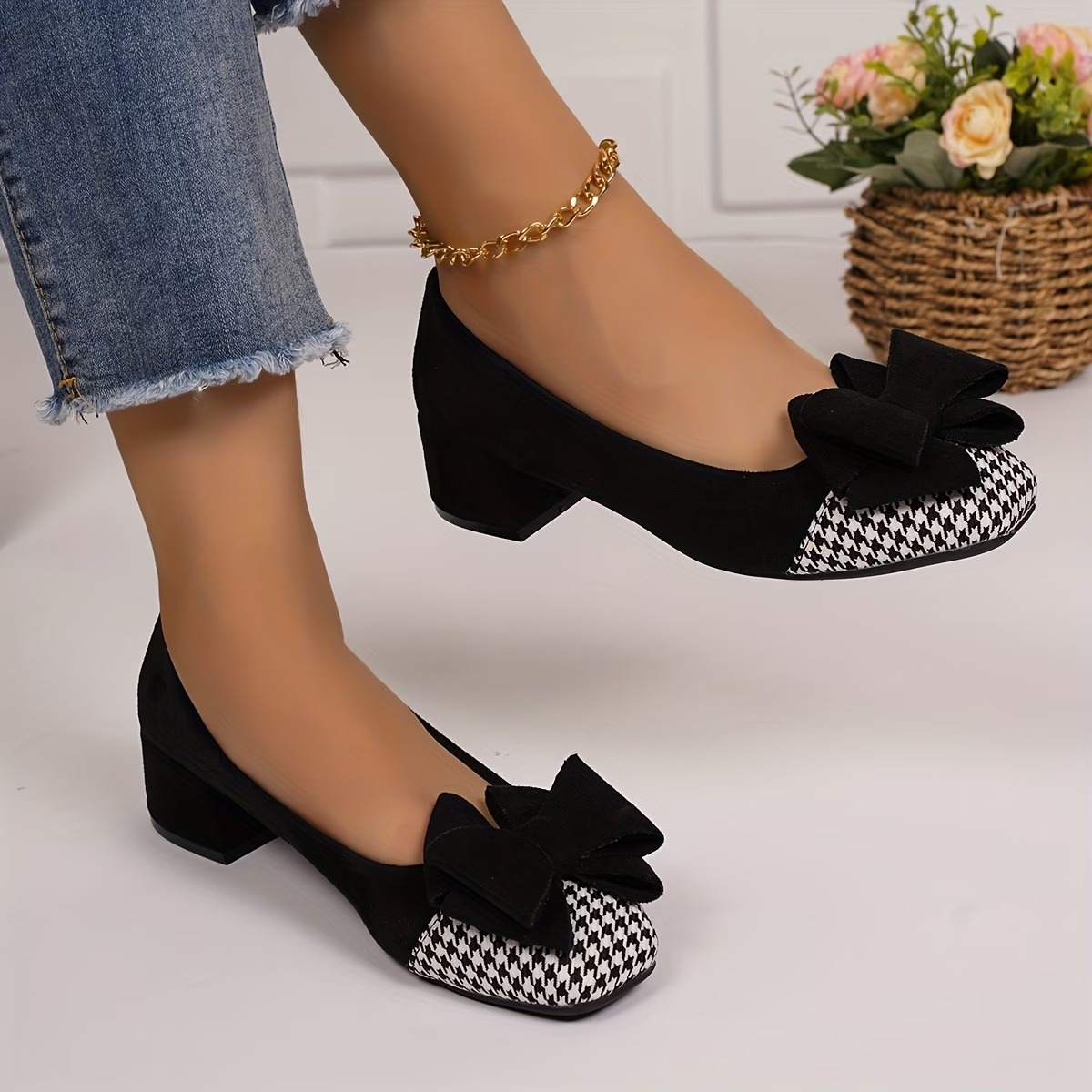 Women's French-Style Chunky Heel Work Shoes