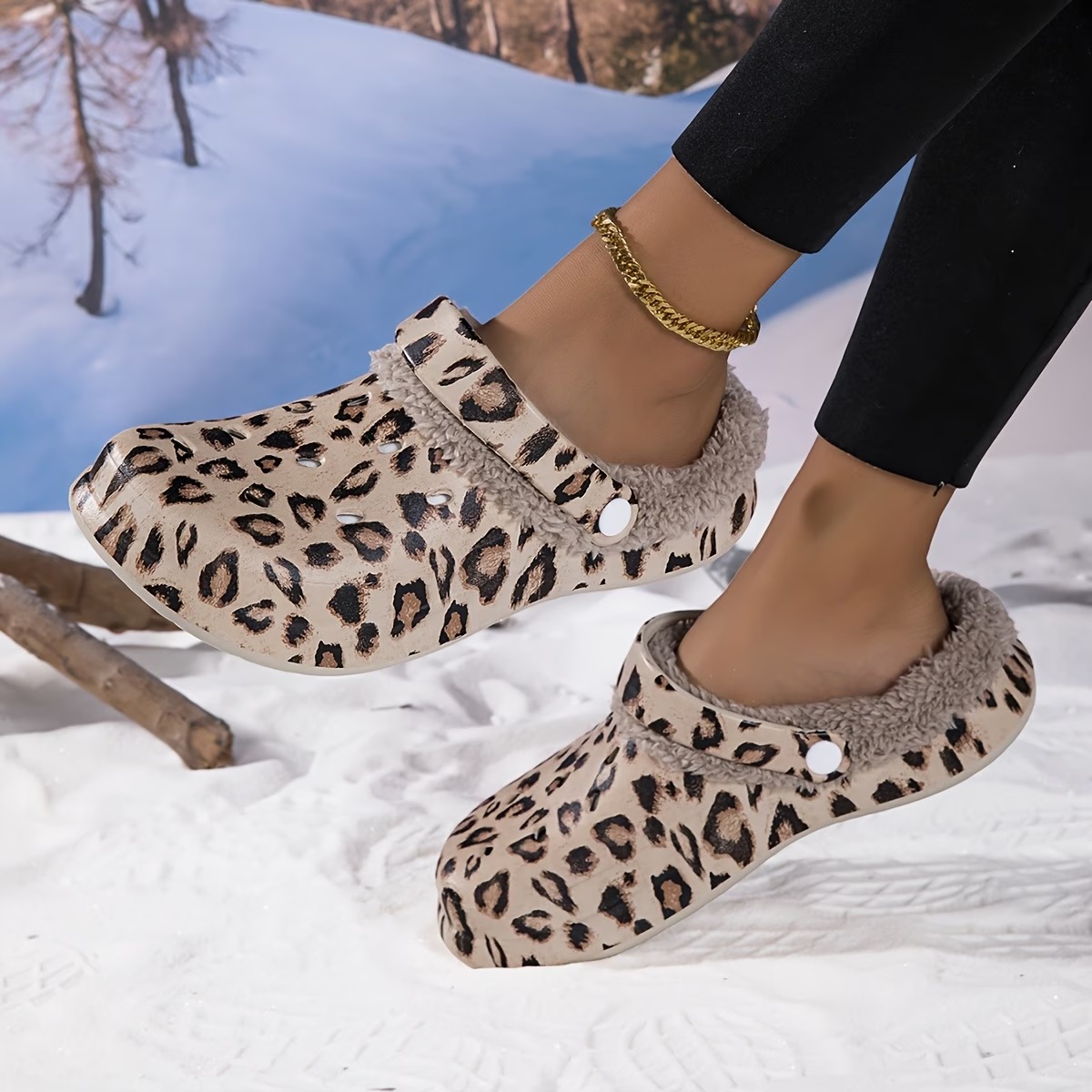 Women's Leopard Thickened Plush-Lined Mules