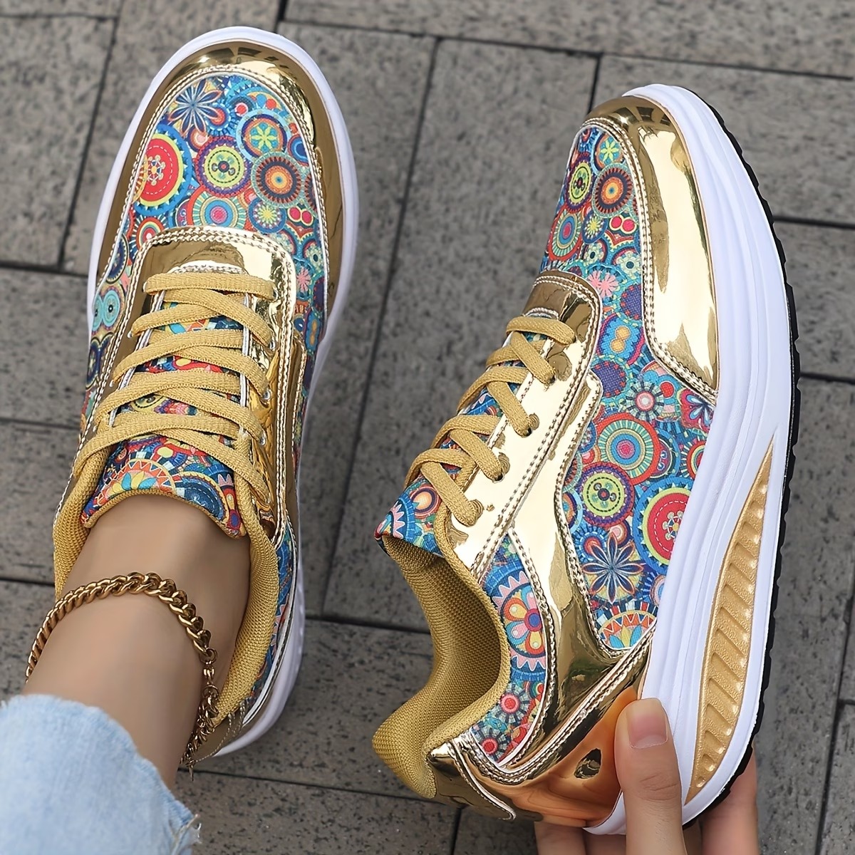 Women's Glossy Bohemian Style Outdoor Sports Shoes