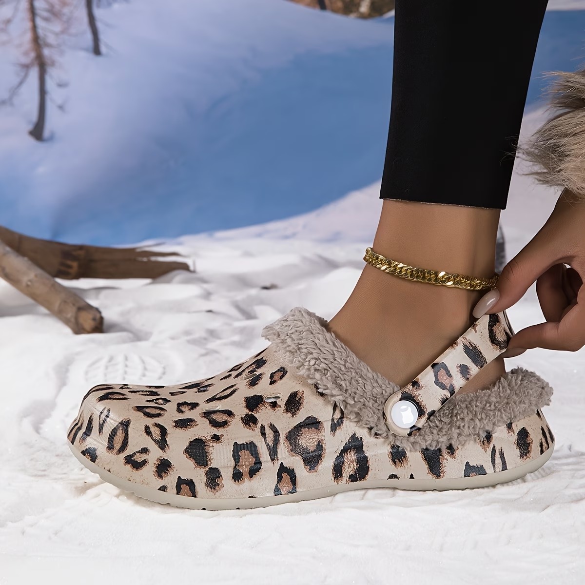 Women's Leopard Thickened Plush-Lined Mules